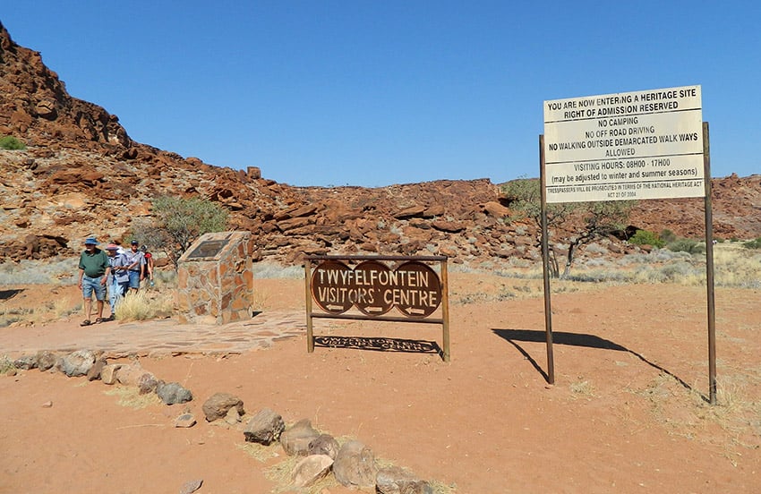 Twyfelfontein, signboard to visitors centre