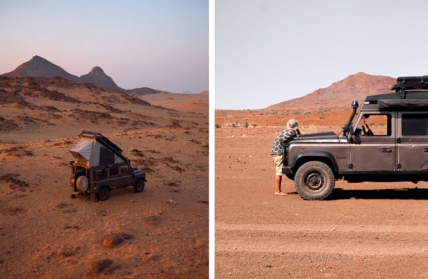 Jeep with roof tent, Namibia