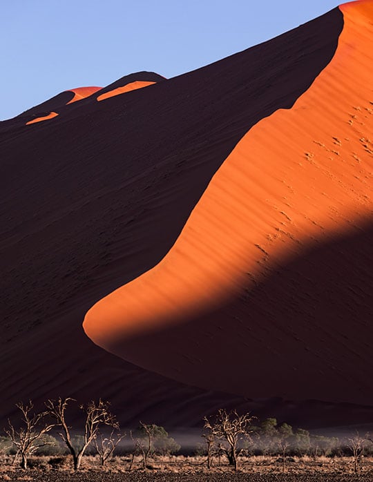 Beautifully shaped sand dune, dark shades, Sossusvlei, Namibia