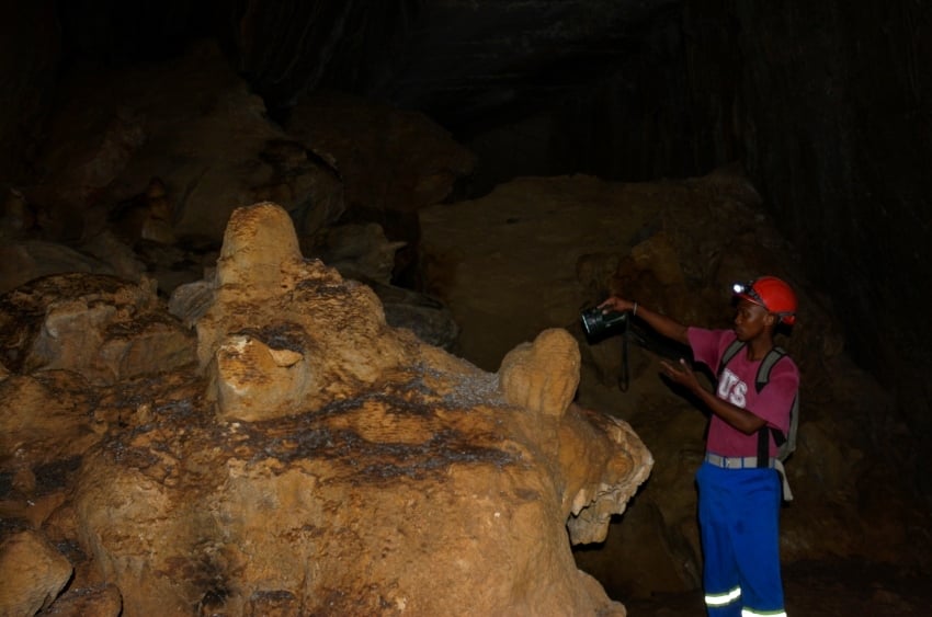 Unique rock formation inside a cave in Namibia