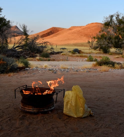 Braai in Namibia with desert in background