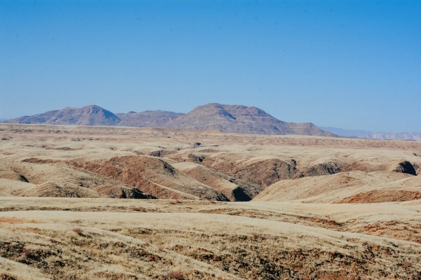 Namib Desert plateau overlooking the Kuiseb River canyon in Namibia.