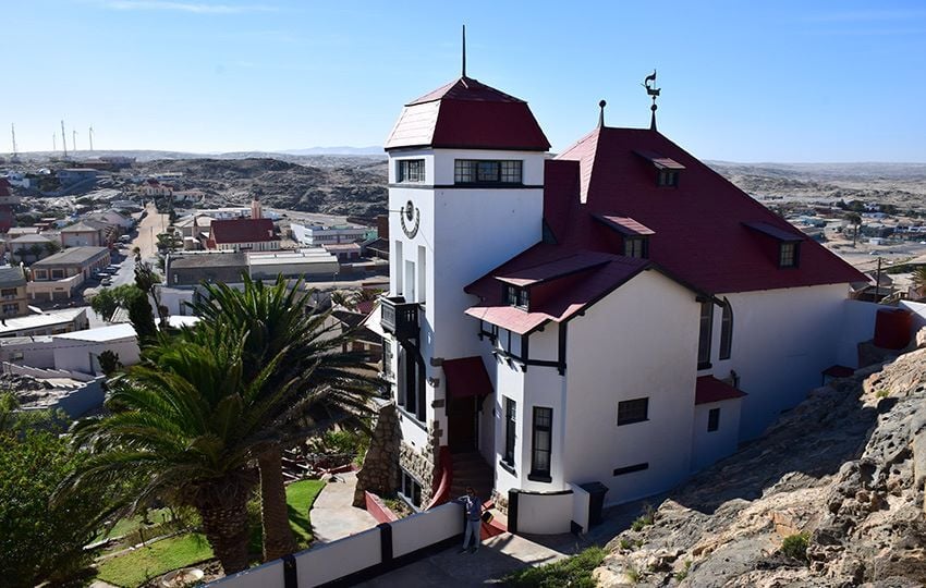 German architecture creates a picturesque  atmosphere in Luderitz, Namibia. 