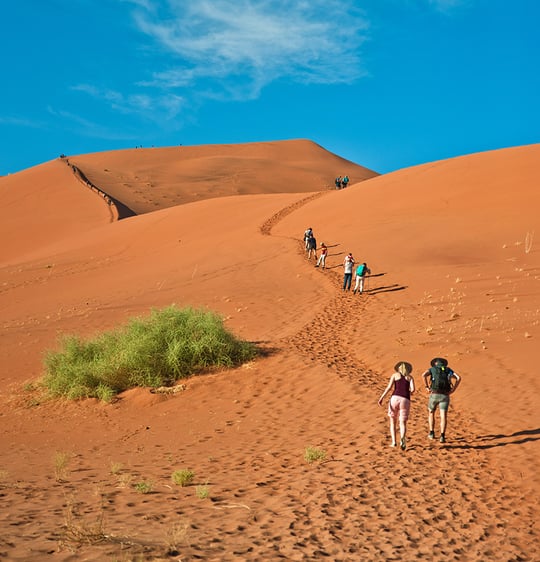 People climbing dunes, Sossusvlei, Namibia