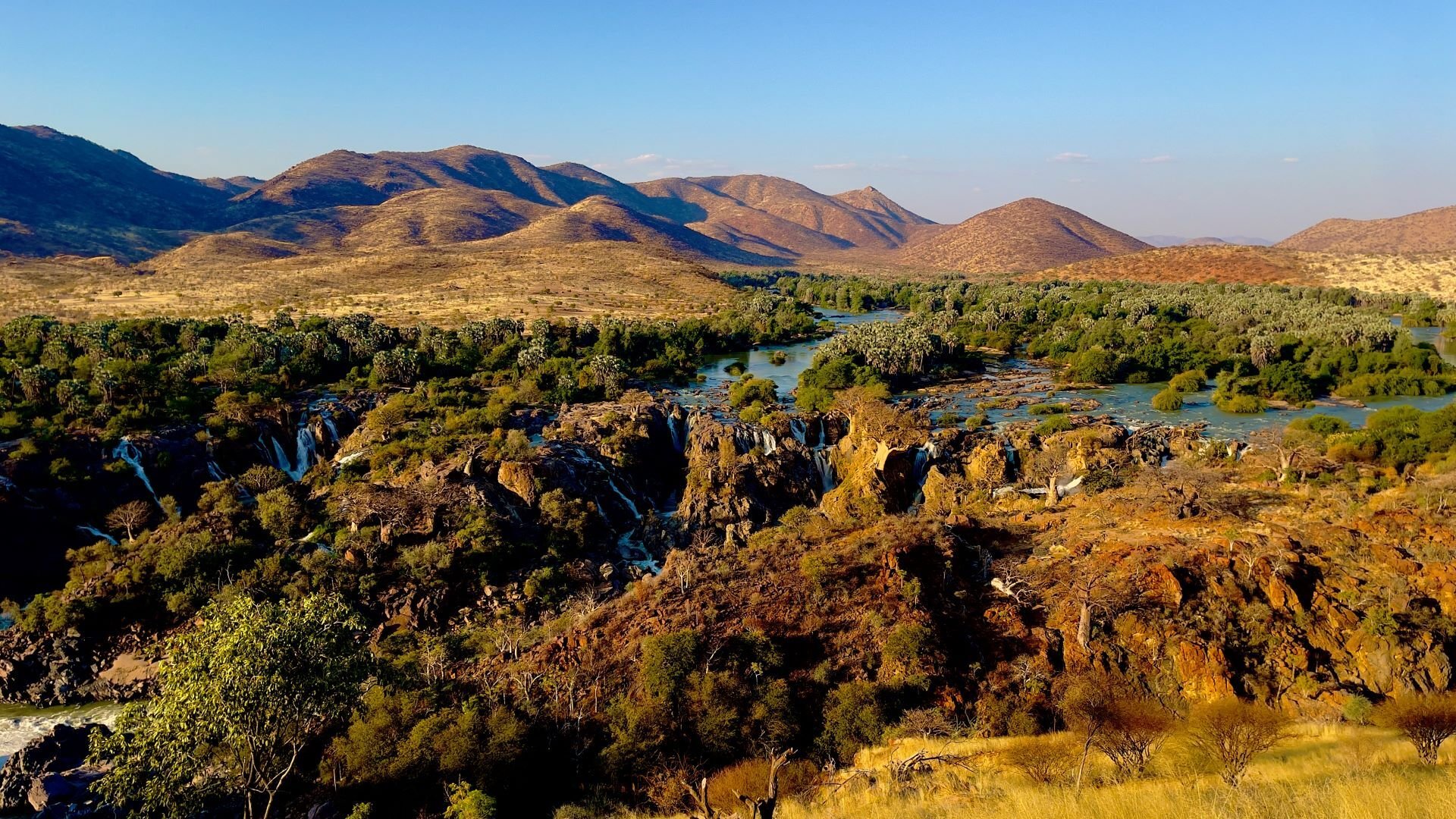 Aerial snapshot of the Epupa Falls. 