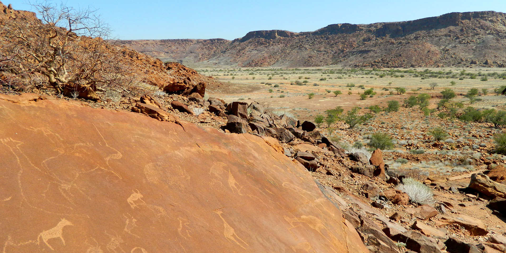 Twyfelfontein valley, rock with engravings, Namibia