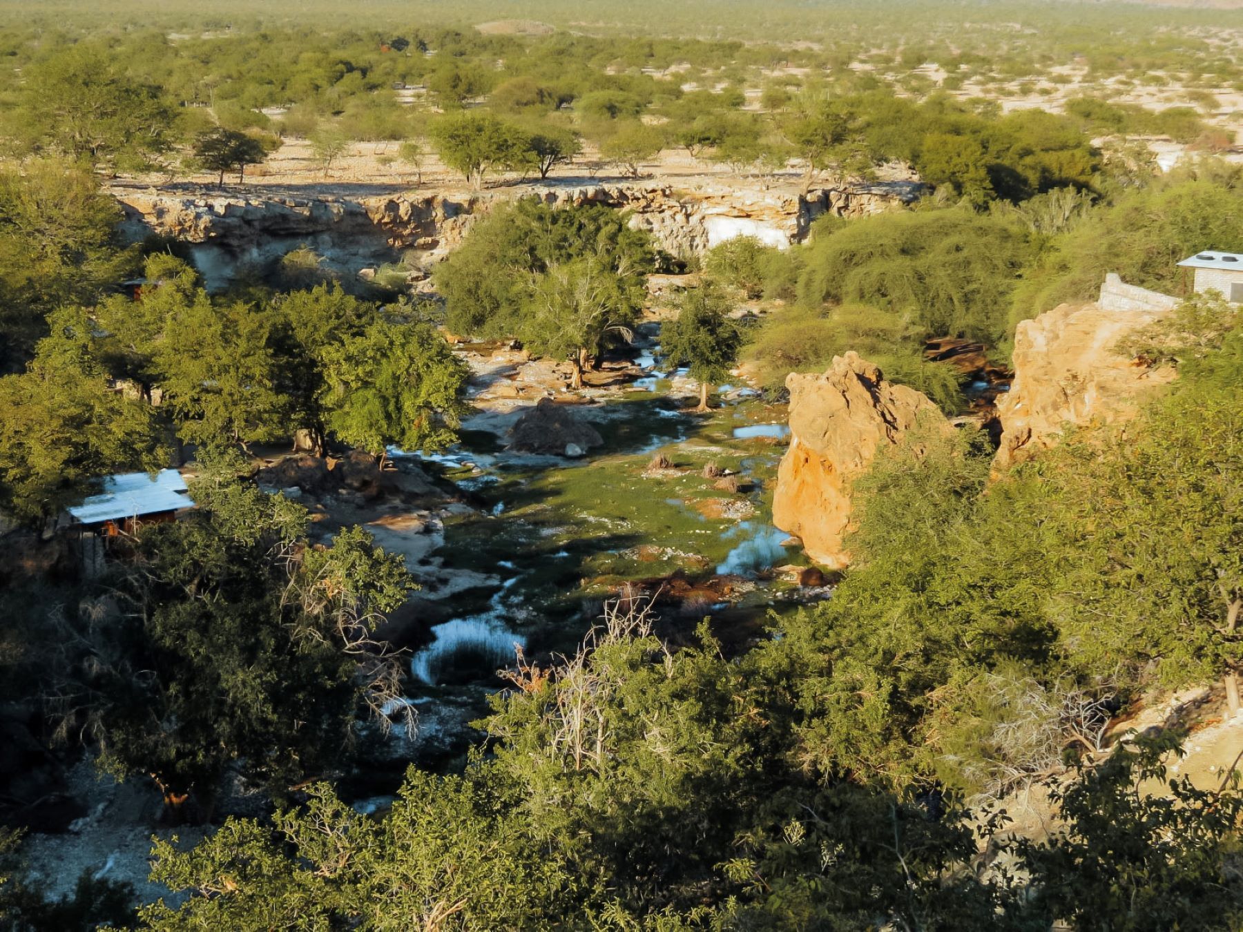Aerial image of Ongongo Hot Springs in Namibia’s remote Kaokoland. 