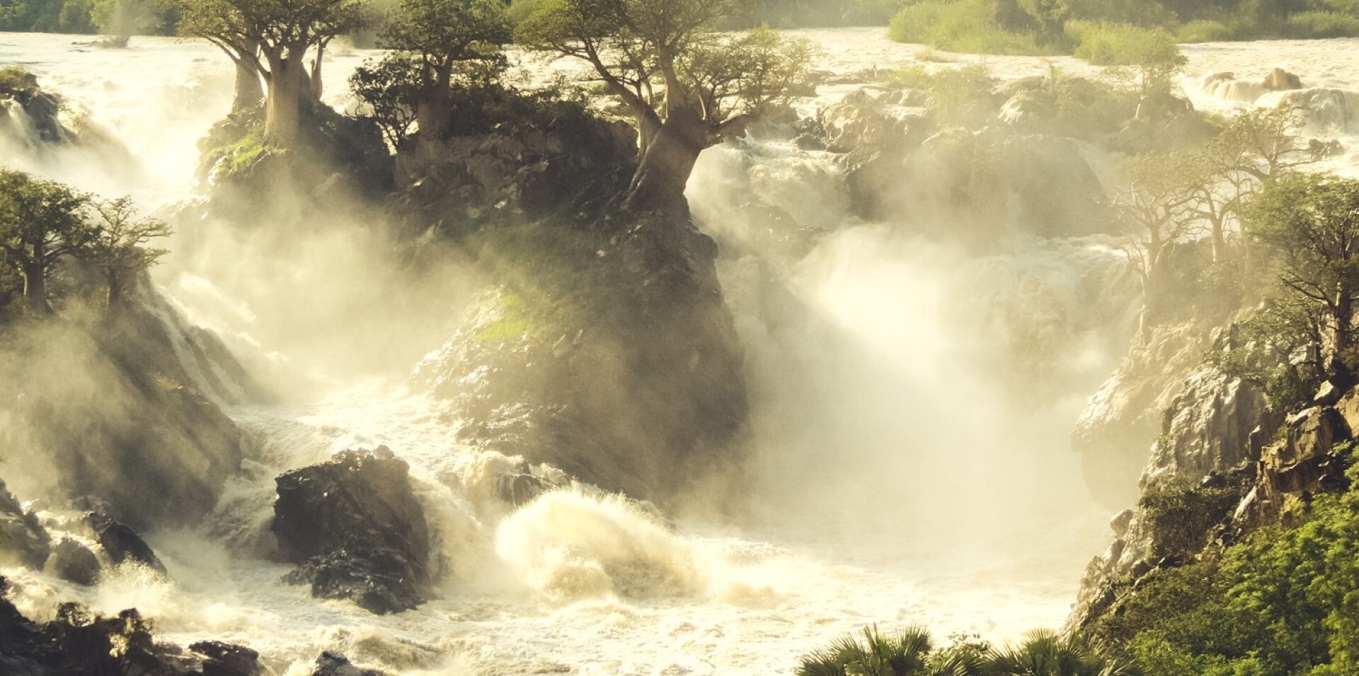 Epupa Falls cascading along the Cunene River on the Namibia–Angola border