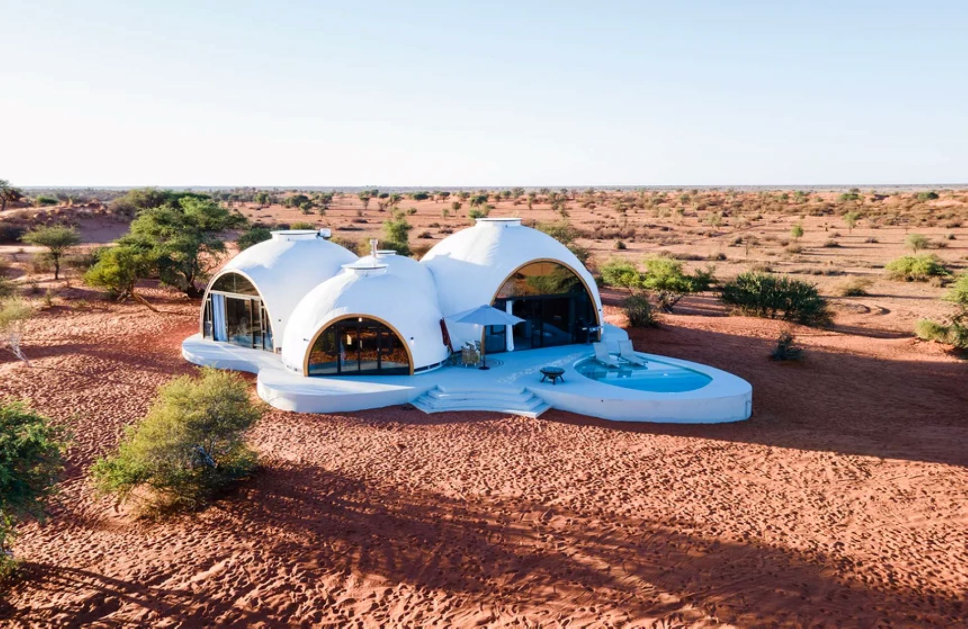 Exterior shot of the Reverie Kalahari Pod